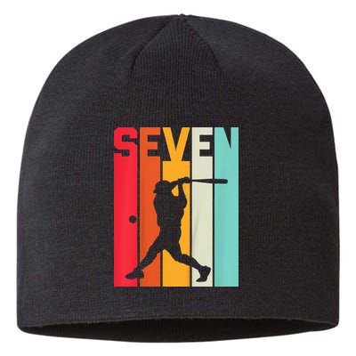 7th Birthday Retro Baseball 7 Years Old Sustainable Beanie