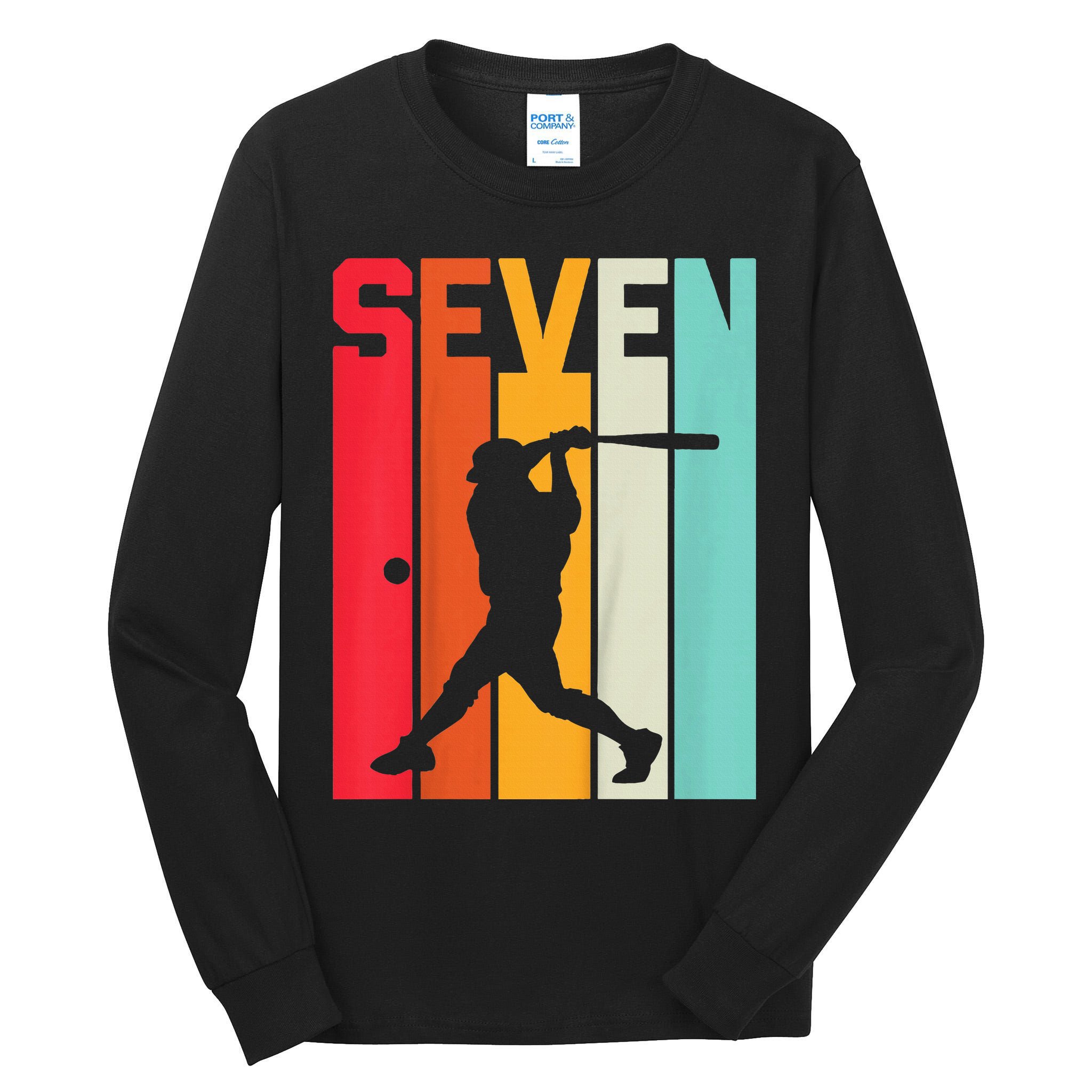 7th Birthday Retro Baseball 7 Years Old Tall Long Sleeve T-Shirt