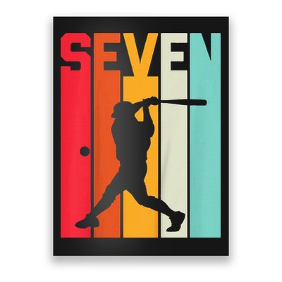 7th Birthday Retro Baseball 7 Years Old Poster