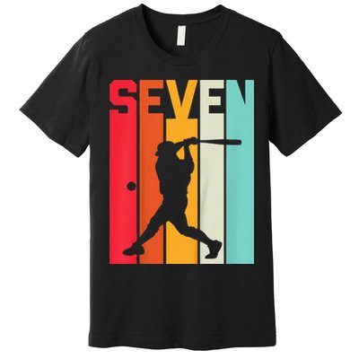 7th Birthday Retro Baseball 7 Years Old Premium T-Shirt