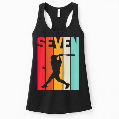 7th Birthday Retro Baseball 7 Years Old Womens Tank Top