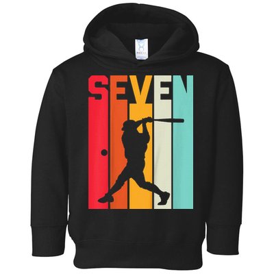 7th Birthday Retro Baseball 7 Years Old Toddler Hoodie