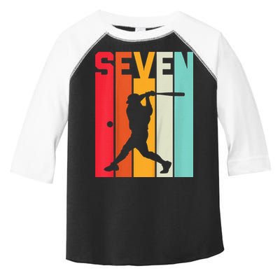 7th Birthday Retro Baseball 7 Years Old Toddler Fine Jersey T-Shirt