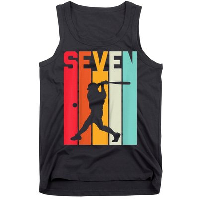 7th Birthday Retro Baseball 7 Years Old Tank Top