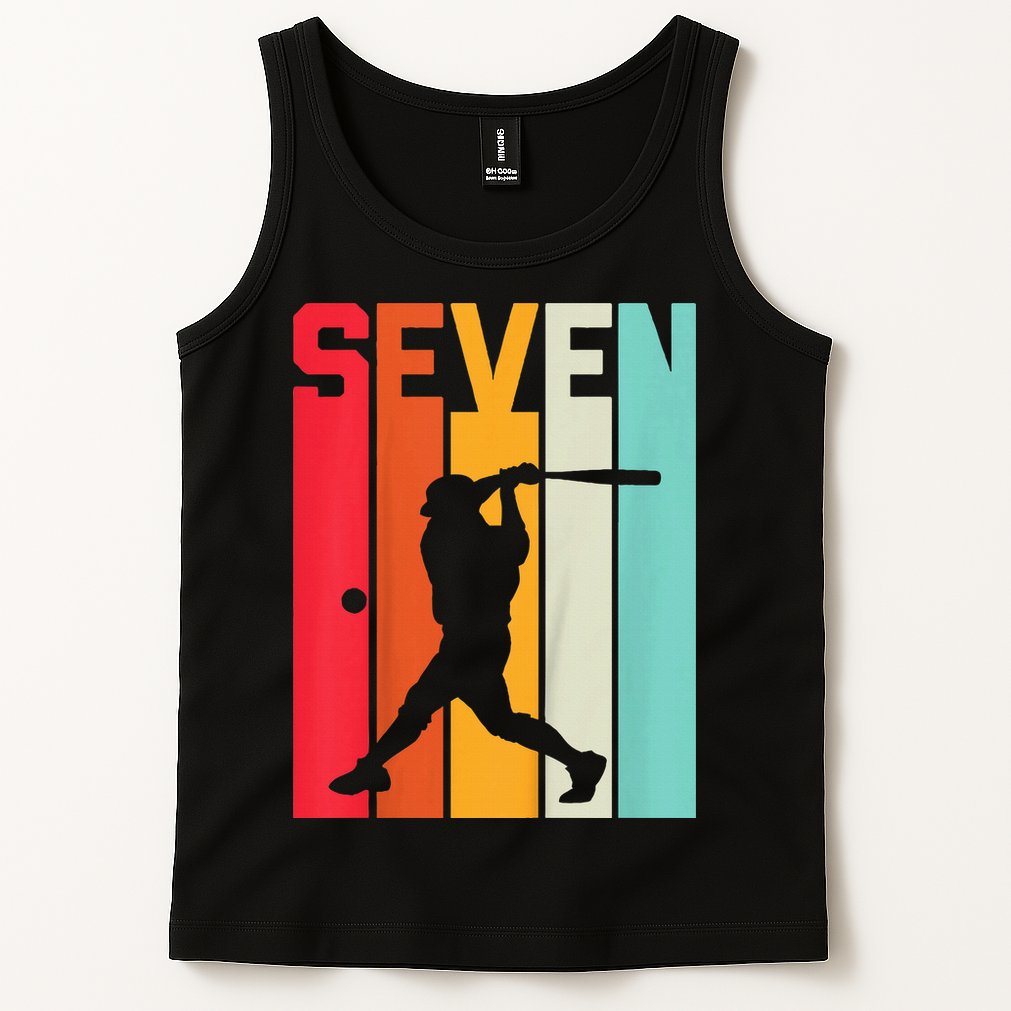 7th Birthday Retro Baseball 7 Years Old Tank Top