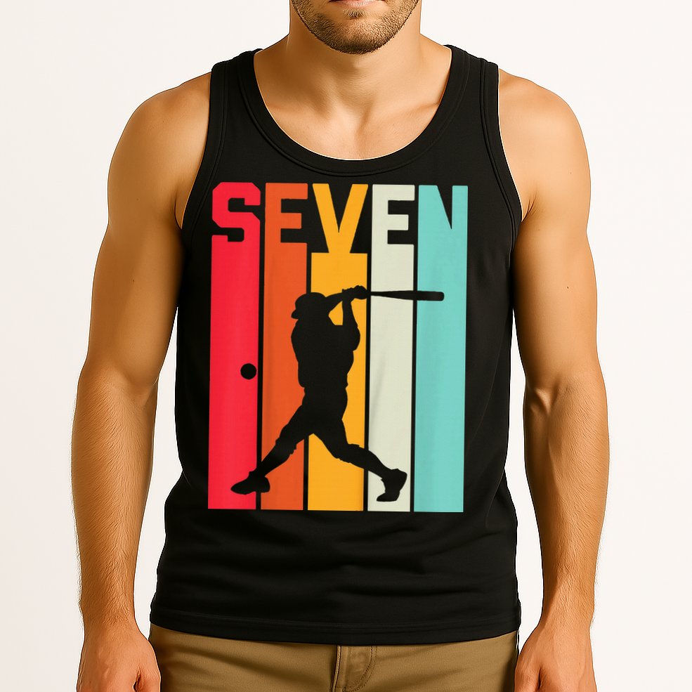 7th Birthday Retro Baseball 7 Years Old Tank Top