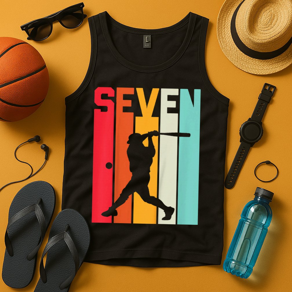 7th Birthday Retro Baseball 7 Years Old Tank Top