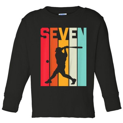 7th Birthday Retro Baseball 7 Years Old Toddler Long Sleeve Shirt
