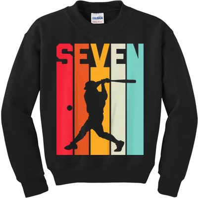 7th Birthday Retro Baseball 7 Years Old Kids Sweatshirt