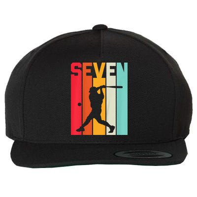 7th Birthday Retro Baseball 7 Years Old Wool Snapback Cap