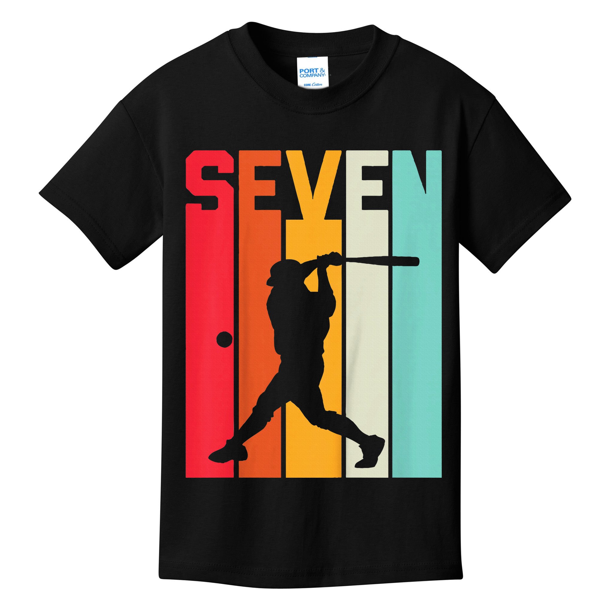 7th Birthday Retro Baseball 7 Years Old Kids T-Shirt