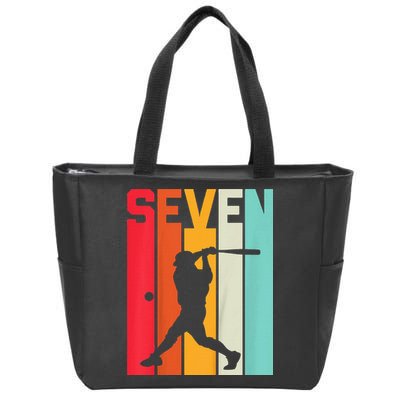 7th Birthday Retro Baseball 7 Years Old Zip Tote Bag
