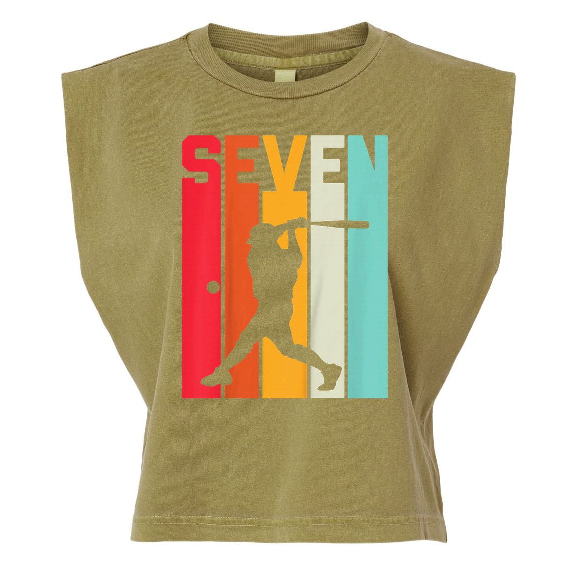 7th Birthday Retro Baseball 7 Years Old Garment-Dyed Women's Muscle Tee