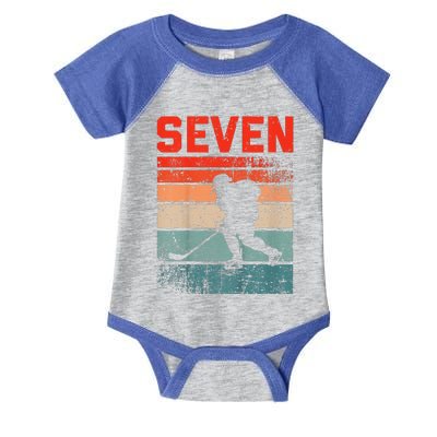 7th Birthday Retro Ice Hockey 7 Years Old Girl Infant Baby Jersey Bodysuit