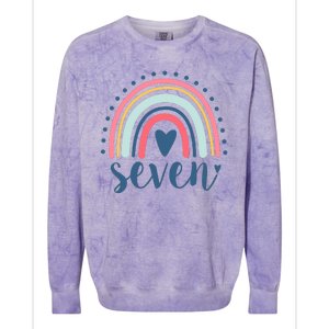 7th Birthday Rainbow Seven Year Old Cute Colorblast Crewneck Sweatshirt