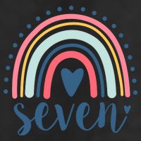 7th Birthday Rainbow Seven Year Old Cute 7 Panel Mesh Trucker Snapback Hat