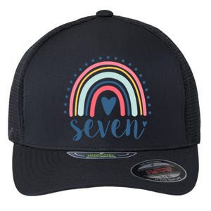 7th Birthday Rainbow Seven Year Old Cute Flexfit Unipanel Trucker Cap