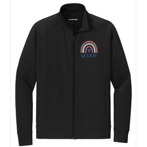 7th Birthday Rainbow Seven Year Old Cute Stretch Full-Zip Cadet Jacket