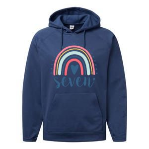 7th Birthday Rainbow Seven Year Old Cute Performance Fleece Hoodie