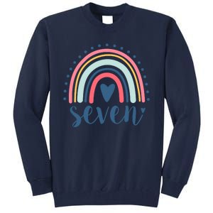 7th Birthday Rainbow Seven Year Old Cute Tall Sweatshirt