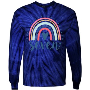 7th Birthday Rainbow Seven Year Old Cute Tie-Dye Long Sleeve Shirt