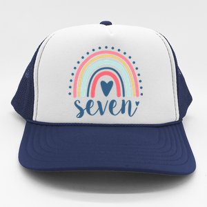 7th Birthday Rainbow Seven Year Old Cute Trucker Hat