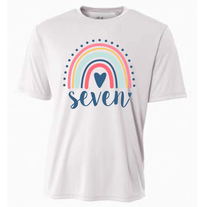 7th Birthday Rainbow Seven Year Old Cute Cooling Performance Crew T-Shirt