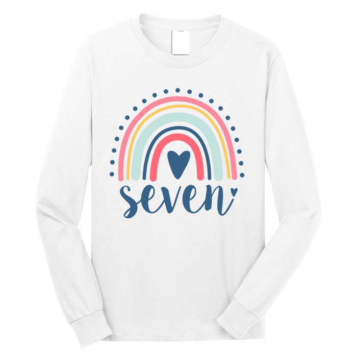 7th Birthday Rainbow Seven Year Old Cute Long Sleeve Shirt