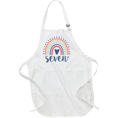 7th Birthday Rainbow Seven Year Old Cute Full-Length Apron With Pockets