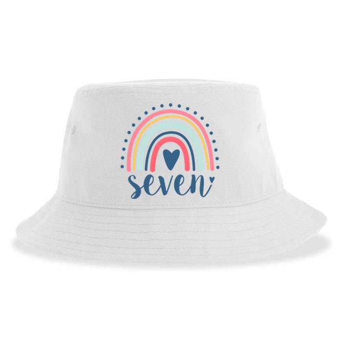 7th Birthday Rainbow Seven Year Old Cute Sustainable Bucket Hat