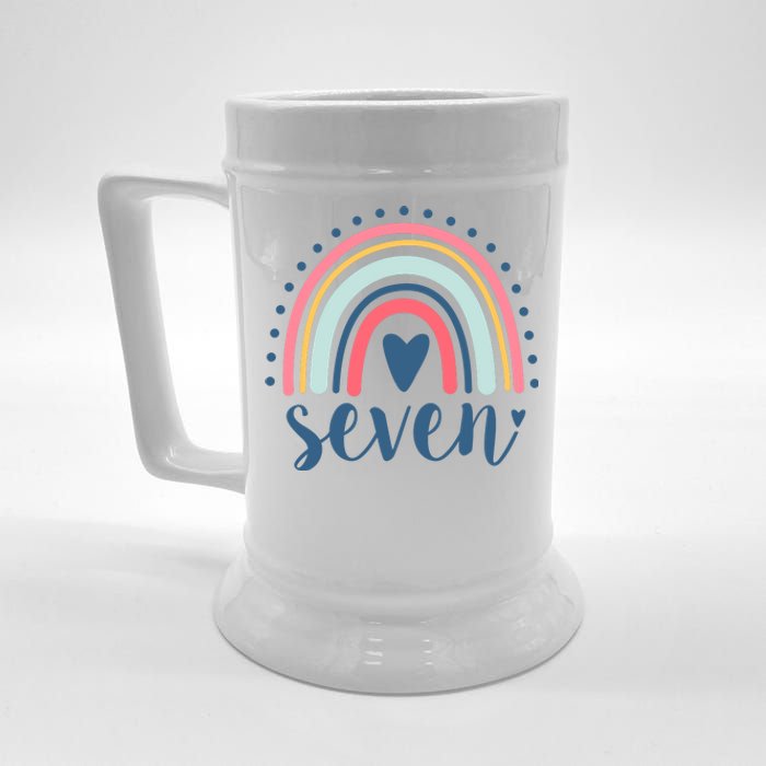 7th Birthday Rainbow Seven Year Old Cute Beer Stein