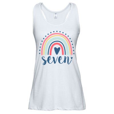 7th Birthday Rainbow Seven Year Old Cute Ladies Essential Flowy Tank