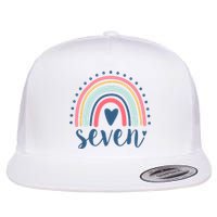 7th Birthday Rainbow Seven Year Old Cute Flat Bill Trucker Hat