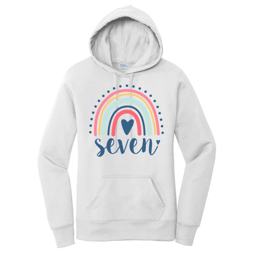 7th Birthday Rainbow Seven Year Old Cute Women's Pullover Hoodie