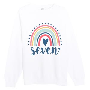 7th Birthday Rainbow Seven Year Old Cute Premium Crewneck Sweatshirt