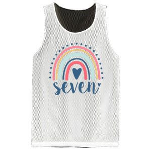 7th Birthday Rainbow Seven Year Old Cute Mesh Reversible Basketball Jersey Tank