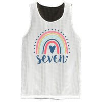 7th Birthday Rainbow Seven Year Old Cute Mesh Reversible Basketball Jersey Tank