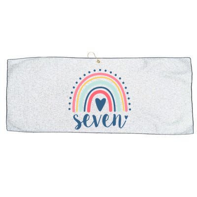 7th Birthday Rainbow Seven Year Old Cute Large Microfiber Waffle Golf Towel