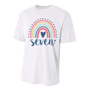 7th Birthday Rainbow Seven Year Old Cute Performance Sprint T-Shirt