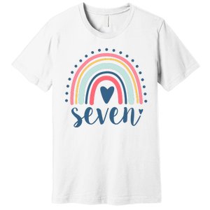 7th Birthday Rainbow Seven Year Old Cute Premium T-Shirt