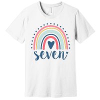 7th Birthday Rainbow Seven Year Old Cute Premium T-Shirt