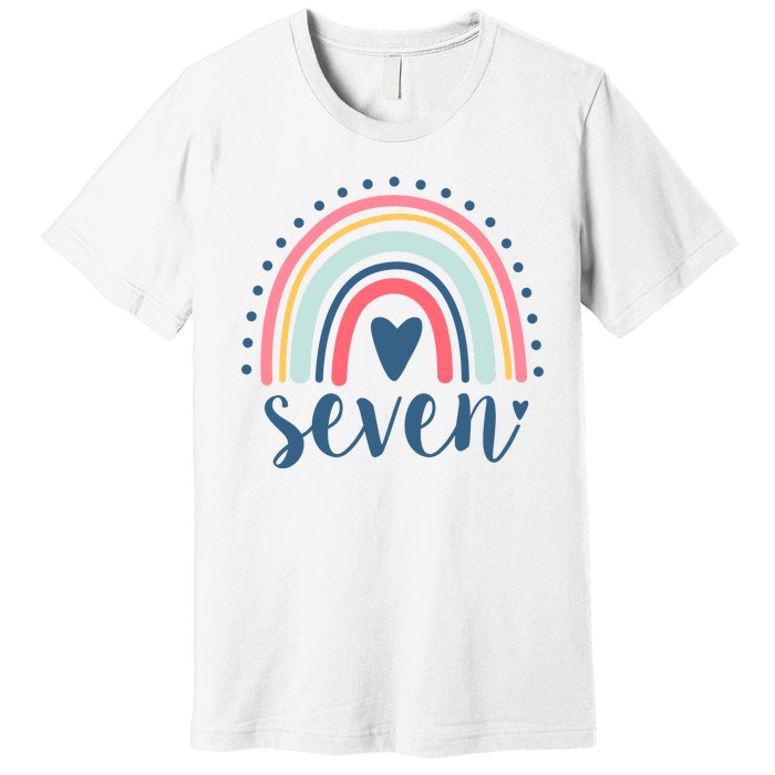 7th Birthday Rainbow Seven Year Old Cute Premium T-Shirt