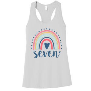 7th Birthday Rainbow Seven Year Old Cute Women's Racerback Tank