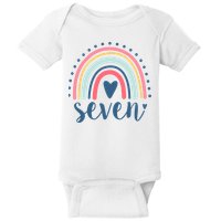 7th Birthday Rainbow Seven Year Old Cute Baby Bodysuit