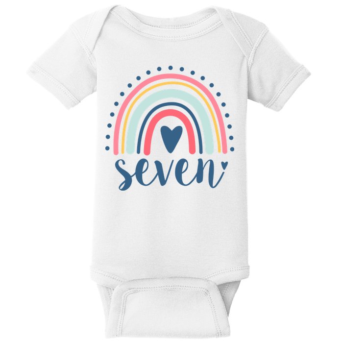 7th Birthday Rainbow Seven Year Old Cute Baby Bodysuit