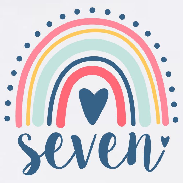 7th Birthday Rainbow Seven Year Old Cute Baby Bodysuit