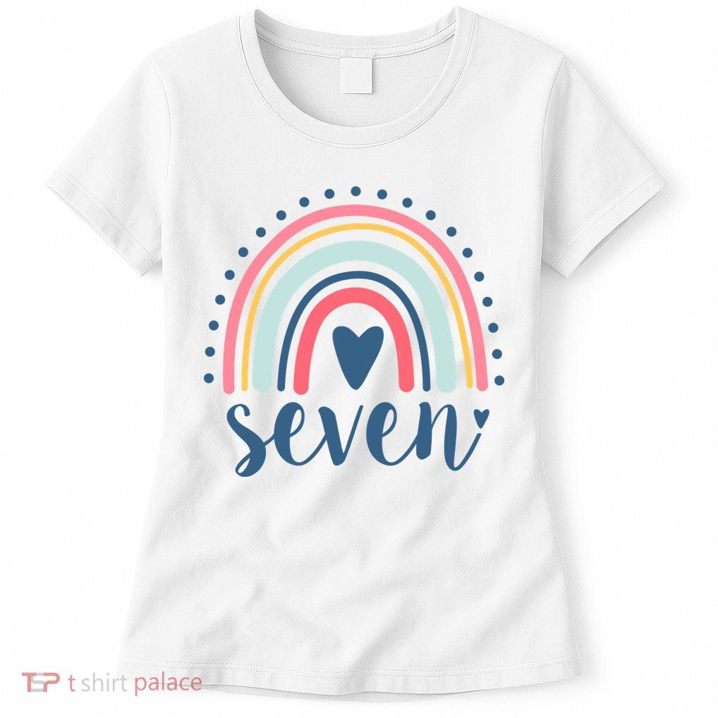 7th Birthday Rainbow Seven Year Old Cute Womens T-Shirt