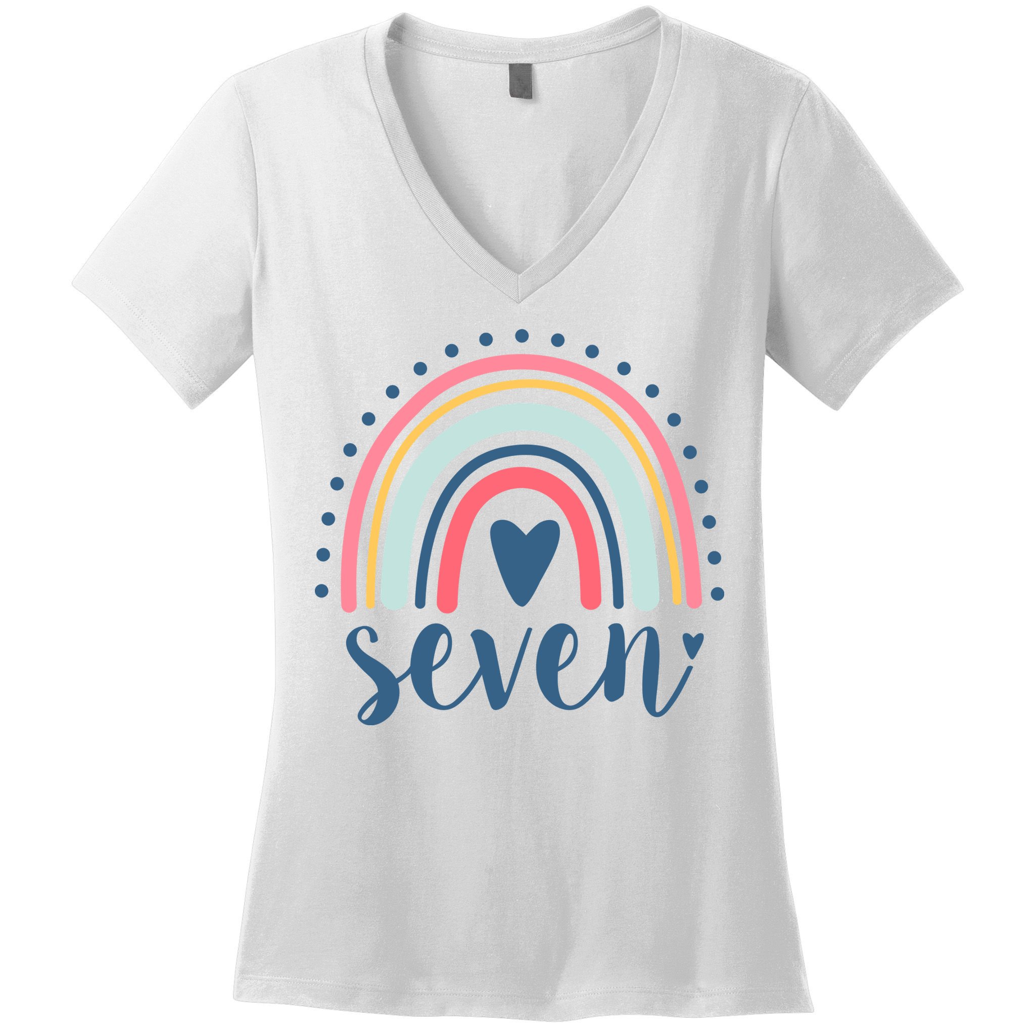7th Birthday Rainbow Seven Year Old Cute Women's V-Neck T-Shirt