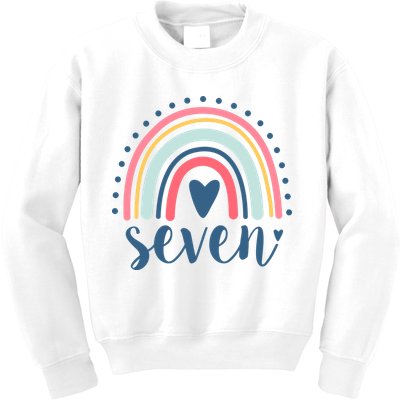 7th Birthday Rainbow Seven Year Old Cute Kids Sweatshirt