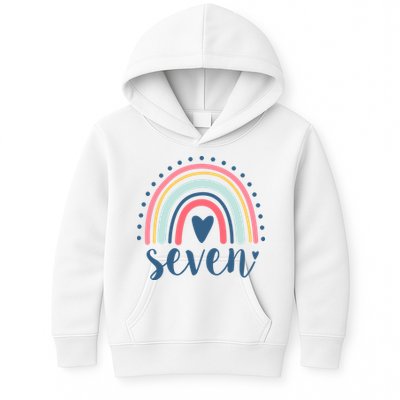 7th Birthday Rainbow Seven Year Old Cute Kids Hoodie